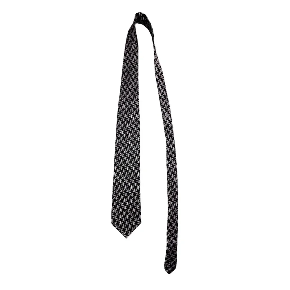 Nicole Miller Tie Men's 100% Silk Black Pink Geometric Abstract Necktie Classic